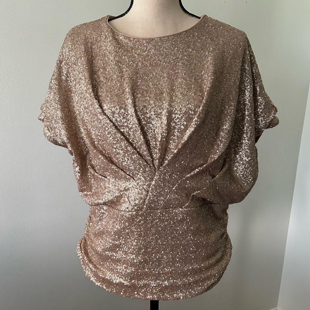 Express Shimmering Gold Sequin Blouse
